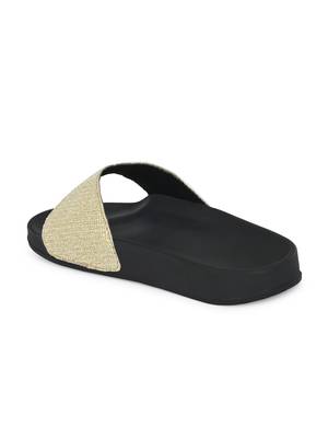 Zorik Golden Synthetic Leather Comfort Foam Casual Slides/Flip Flop For Women's 5