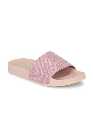 Zorik Pink Synthetic Leather Comfort Foam Casual Slides/Flip Flop For Women's 1