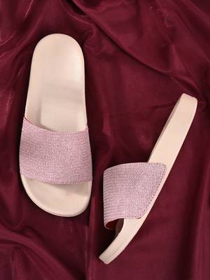 Zorik Pink Synthetic Leather Comfort Foam Casual Slides/Flip Flop For Women's 2