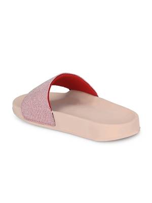Zorik Pink Synthetic Leather Comfort Foam Casual Slides/Flip Flop For Women's 5