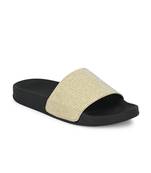 Zorik Golden Synthetic Leather Comfort Foam Casual Slides/Flip Flop For Women's