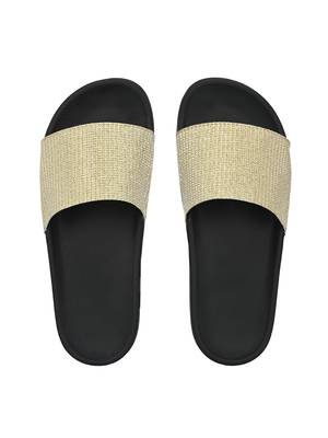 Zorik Golden Synthetic Leather Comfort Foam Casual Slides/Flip Flop For Women's 4