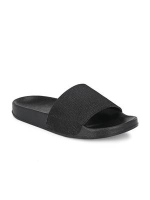 Zorik Black Synthetic Leather Comfort Foam Casual Slides/Flip Flop For Women's 1