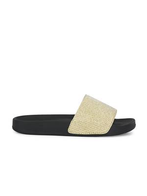 Zorik Golden Synthetic Leather Comfort Foam Casual Slides/Flip Flop For Women's 5