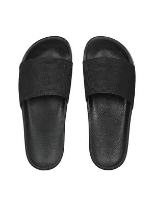 Zorik Black Synthetic Leather Comfort Foam Casual Slides/Flip Flop For Women's 3