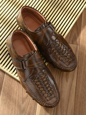 Zorik Brown Synthetic Leather Comfort Foam Shoe-Style Casual Sandals For Men's 2