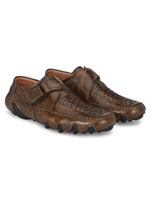 Zorik Brown Synthetic Leather Comfort Foam Shoe-Style Casual Sandals For Men's 3