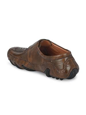 Zorik Brown Synthetic Leather Comfort Foam Shoe-Style Casual Sandals For Men's 5