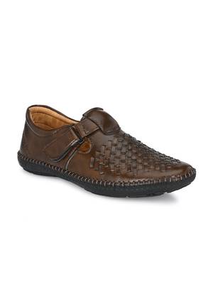 Zorik Brown Synthetic Leather Comfort Foam Shoe-Style Casual Sandals For Men's 1
