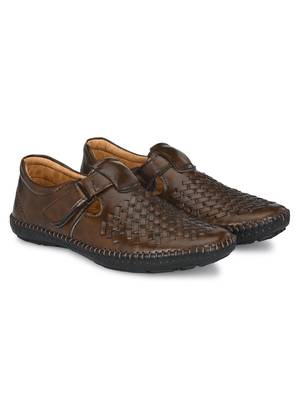 Zorik Brown Synthetic Leather Comfort Foam Shoe-Style Casual Sandals For Men's 3