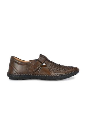 Zorik Brown Synthetic Leather Comfort Foam Shoe-Style Casual Sandals For Men's 4