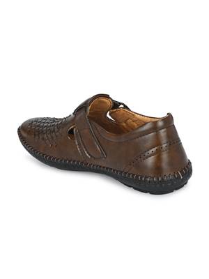 Zorik Brown Synthetic Leather Comfort Foam Shoe-Style Casual Sandals For Men's 5