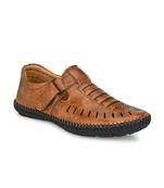 Zorik Tan Synthetic Leather Comfort Foam Shoe-Style Casual Sandals For Men's