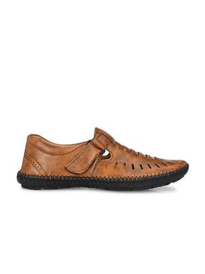 Zorik Tan Synthetic Leather Comfort Foam Shoe-Style Casual Sandals For Men's 4