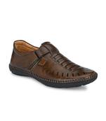 Zorik Brown Synthetic Leather Comfort Foam Shoe-Style Casual Sandals For Men's