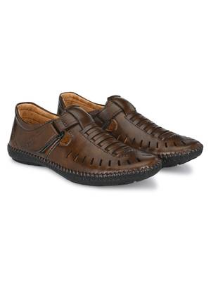 Zorik Brown Synthetic Leather Comfort Foam Shoe-Style Casual Sandals For Men's 3
