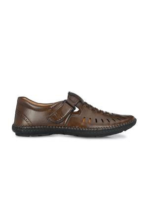 Zorik Brown Synthetic Leather Comfort Foam Shoe-Style Casual Sandals For Men's 4