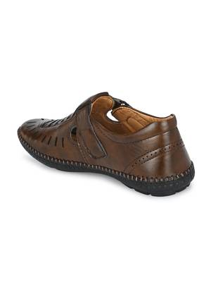 Zorik Brown Synthetic Leather Comfort Foam Shoe-Style Casual Sandals For Men's 5