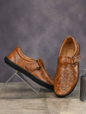 Zorik Tan Synthetic Leather Comfort Foam Shoe-Style Casual Sandals For Men's 2