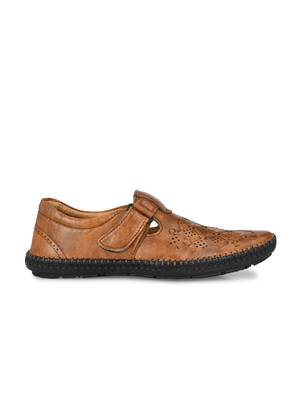Zorik Tan Synthetic Leather Comfort Foam Shoe-Style Casual Sandals For Men's 4