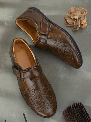 Zorik Brown Synthetic Leather Comfort Foam Shoe-Style Casual Sandals For Men's 2