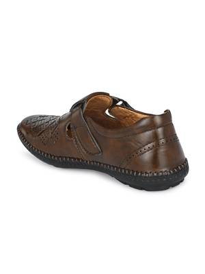 Zorik Brown Synthetic Leather Comfort Foam Shoe-Style Casual Sandals For Men's 5