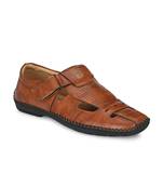 Zorik Tan Synthetic Leather Comfort Foam Shoe-Style Casual Sandals For Men's