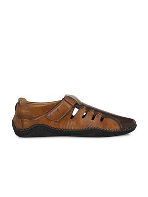 Zorik Tan Synthetic Leather Comfort Foam Shoe-Style Casual Sandals For Men's 4