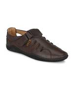 Zorik Brown Synthetic Leather Comfort Foam Shoe-Style Casual Sandals For Men's