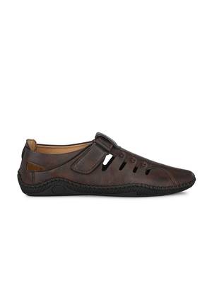 Zorik Brown Synthetic Leather Comfort Foam Shoe-Style Casual Sandals For Men's 4