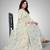 Cream embroidered georgette saree with blouse