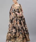 Black Embroidered Sequinned Zari Semi-Stitched Lehenga  with Unstitched Blouse along with  Dupatta