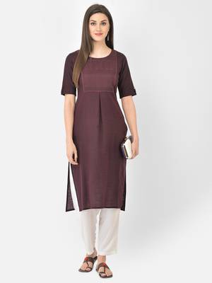 Span Purple Embroidered Straight Kurta 1