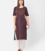 Span Purple Embroidered Straight Kurta