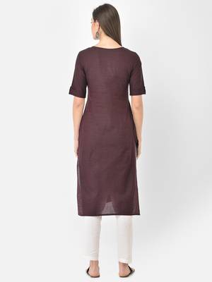 Span Purple Embroidered Straight Kurta 4