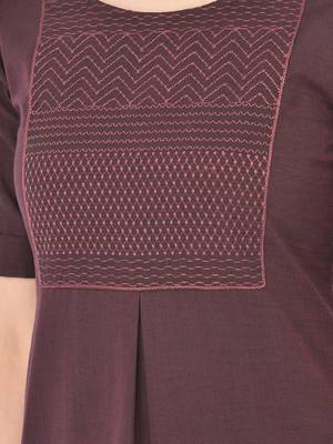 Span Purple Embroidered Straight Kurta 5