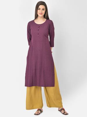 Span Purple Printed Straight Kurta 1