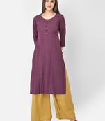 Span Purple Printed Straight Kurta