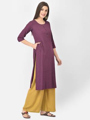 Span Purple Printed Straight Kurta 2