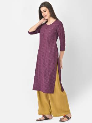Span Purple Printed Straight Kurta 3