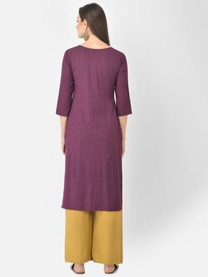 Span Purple Printed Straight Kurta 4