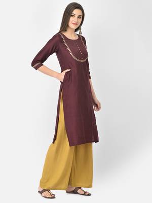Span Purple Embroidered Straight Kurta 2