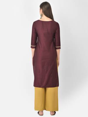 Span Purple Embroidered Straight Kurta 4