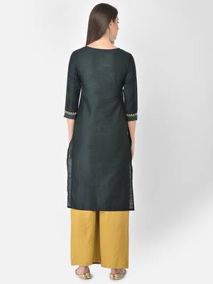 Span Green Embroidered Straight Kurta 4