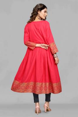 Red printed rayon ethnic-kurtis 3