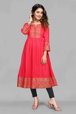 Red printed rayon ethnic-kurtis 5