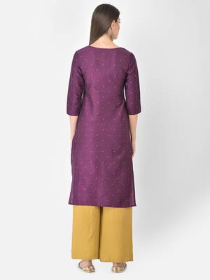 Span Purple Embroidered Straight Kurta 4