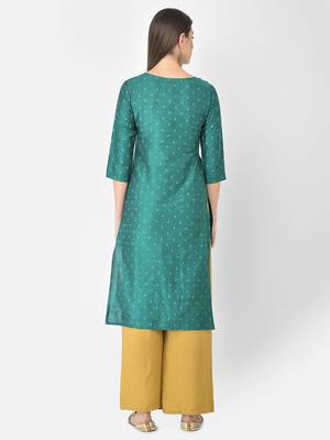 Span Green Embroidered Straight Kurta 4