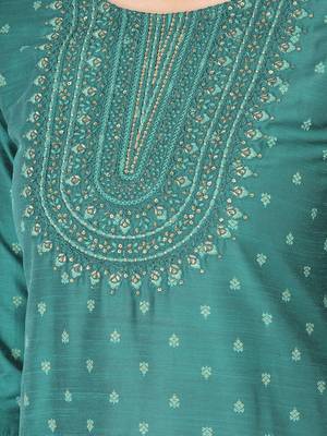 Span Green Embroidered Straight Kurta 5