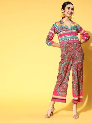 Multicolor printed crepe indowestern 1